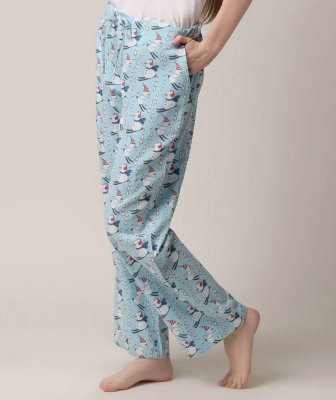 Mahogany Women's Snowman Ski Flannel Pajama Pant in a Bag