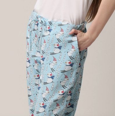 Mahogany Women's Snowman Ski Flannel Pajama Pant in a Bag