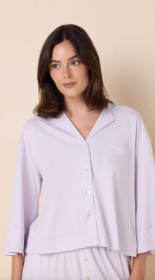 The Cat's Pajamas Women's Mariposa Organic Pima Cotton Wide Leg Pajama Set in Lilac
