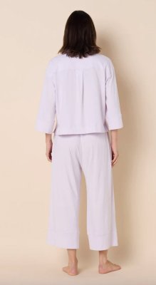 The Cat's Pajamas Women's Mariposa Organic Pima Cotton Wide Leg Pajama Set in Lilac