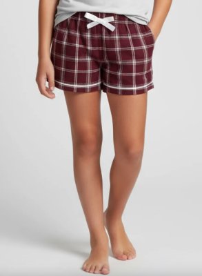 Boxercraft Kids Varsity Maroon/Oxford Poly Flannel Plaid Lounge Shorts