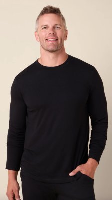 The Cat's Pajamas Men's Classic Pima Knit Cotton Pullover Lounge Set in Midnight