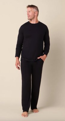 The Cat's Pajamas Men's Classic Pima Knit Cotton Pullover Lounge Set in Midnight