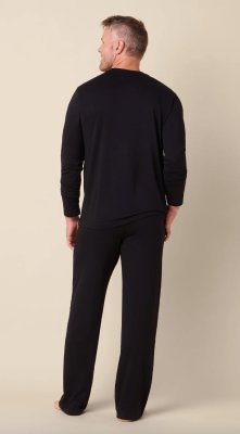 The Cat's Pajamas Men's Classic Pima Knit Cotton Pullover Lounge Set in Midnight