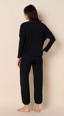 The Cat's Pajamas Women's Midnight Moment Pima Knit Cotton Pullover Lounge Set