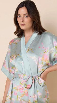 The Cat's Pajamas Women's Moonlit Garden Silk Kimono Robe