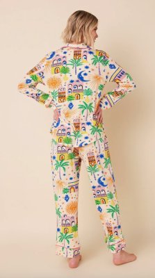 The Cat's Pajamas Women's Moroccan Magic Pima Knit Cotton Classic Pajama Set