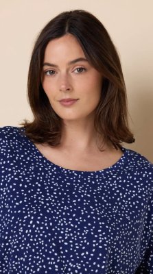 The Cat's Pajamas Women's Confetti Dot Pima Knit Cotton Pullover Lounge Set in Navy