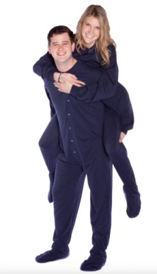 Big Feet Pajamas Adult Navy Blue Jersey Knit One Piece Footy