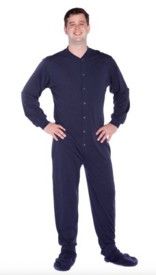 Big Feet Pajamas Adult Navy Blue Jersey Knit One Piece Footy