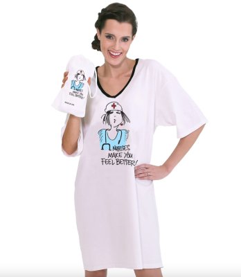 Emerson Street "Nurses Make You Feel Better!" Cotton Nightshirt in a Bag