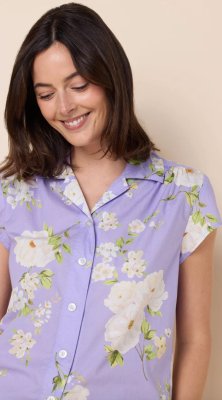 The Cat's Pajamas Women's Orla Lavender Luxe Pima Cotton Capri Pajama Set