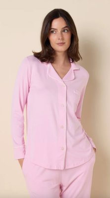 The Cat's Pajamas Women's Pink Moment Pima Knit Cotton Classic Pajama Set