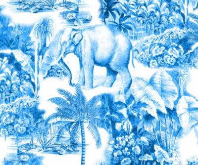 The Cat's Pajamas Women's Palm Grove Toile Pima Knit Cotton Classic Pajama Set in Blue