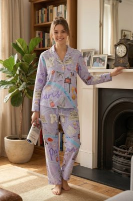 Karen Mabon Paris Organic Cotton Classic Pajama Set in Lilac