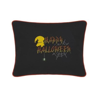 "Happy Halloween" Black Embroidered Gift Pillow