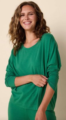 The Cat's Pajamas Women's Pima Knit Cotton Pullover Lounge Set in Pine