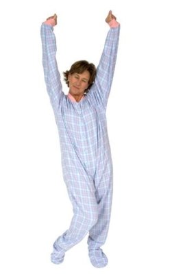 Big Feet Pajamas Adult Pink and Blue Plaid One Piece Footy