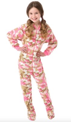 Big Feet Pajamas Kids Pink Camouflage Fleece One Piece Footy