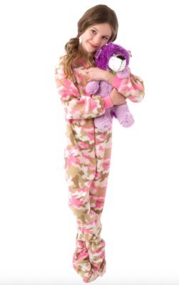 Big Feet Pajamas Kids Pink Camouflage Fleece One Piece Footy
