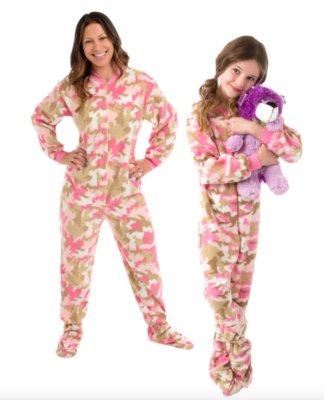 Big Feet Pajamas Kids Pink Camouflage Fleece One Piece Footy