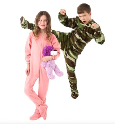 Big Feet Pajamas Kids Green Camouflage Fleece One Piece Footy