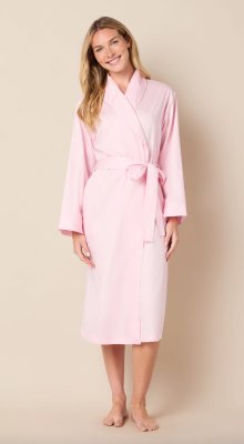 The Cat's Pajamas Women's Solid Pink Luxe Pima Cotton Shawl Collar Robe