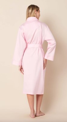 The Cat's Pajamas Women's Solid Pink Luxe Pima Cotton Shawl Collar Robe