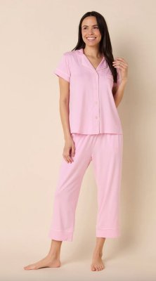 The Cat's Pajamas Women's Pink Moment Pima Knit Cotton Capri Pajama Set