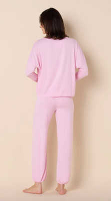 The Cat's Pajamas Women's Pink Moment Pima Knit Cotton Pullover Lounge Set