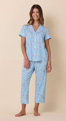 The Cat's Pajamas Women's Positano Pima Knit Cotton Capri Pajama Set