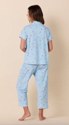 The Cat's Pajamas Women's Positano Pima Knit Cotton Capri Pajama Set