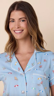 The Cat's Pajamas Women's Positano Pima Knit Cotton Short Set