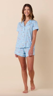 The Cat's Pajamas Women's Positano Pima Knit Cotton Short Set