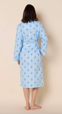 The Cat's Pajamas Women's Queen Bee Luxe Pima Cotton Shawl Collar Robe in Blue