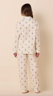 The Cat's Pajamas Women's Queen Bee Luxe Pima Cotton Classic Pajama Set in Honey