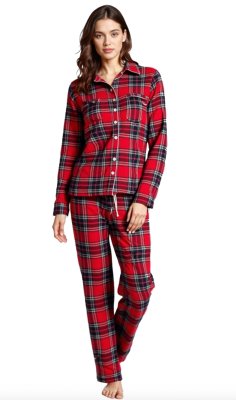 Big Feet Pajamas Women's Flannel Red Plaid Classic Pajama Set