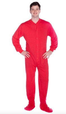 Big Feet Pajamas Adult Red Jersey Knit One Piece Footy