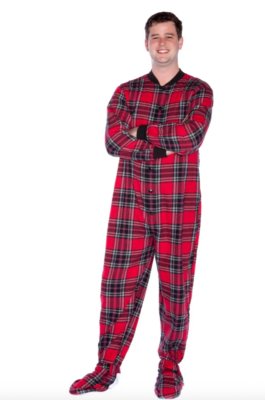 Big Feet Pajamas Adult Red Plaid Flannel One Piece Footy