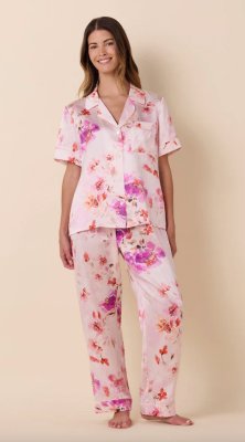 The Cat's Pajamas Morning in Savannah Short Sleeve Silk Pajama Set