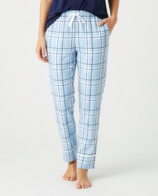 Boxercraft Women's Carnegie Sky Plaid Flannel Cuffed Pajama Pant
