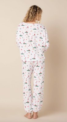 The Cat's Pajamas Women's A Merry Little Stroll Pima Knit Cotton Pullover Set