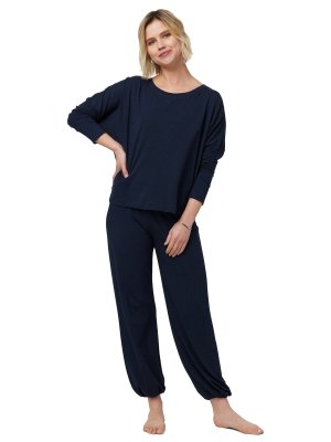 The Cat's Pajamas Women's Midnight Moment Pima Knit Cotton Pullover Lounge Set