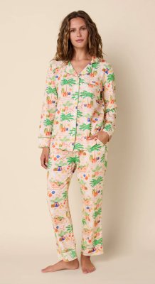 The Cat's Pajamas Women's California Christmas Pima Knit Cotton Classic Pajama Set