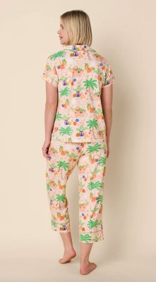 The Cat's Pajamas Women's California Christmas Pima Knit Cotton Capri Pajama Set