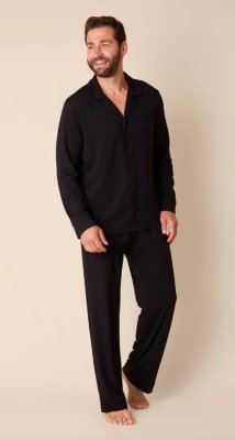 The Cat's Pajamas Men's Classic Pima Knit Cotton Pajama Set in Midnight