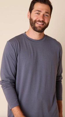 The Cat's Pajamas Men's Classic Pima Knit Cotton Pullover Lounge Set in Steel Blue