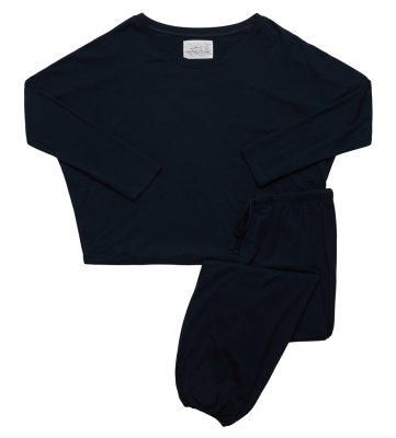 The Cat's Pajamas Women's Midnight Moment Pima Knit Cotton Pullover Lounge Set