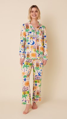 The Cat's Pajamas Women's Moroccan Magic Pima Knit Cotton Classic Pajama Set