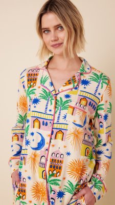 The Cat's Pajamas Women's Moroccan Magic Pima Knit Cotton Classic Pajama Set